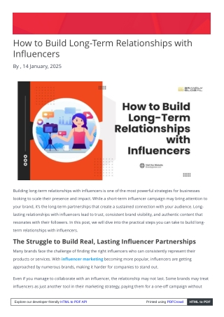 How to Build Long-Term Relationships with Influencers