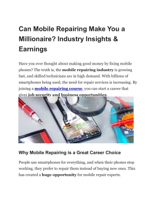 Can Mobile Repairing Make You a Millionaire Industry Insights & Earnings
