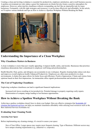 How to Achieve a Spotless Workplace Without Breaking the Bank