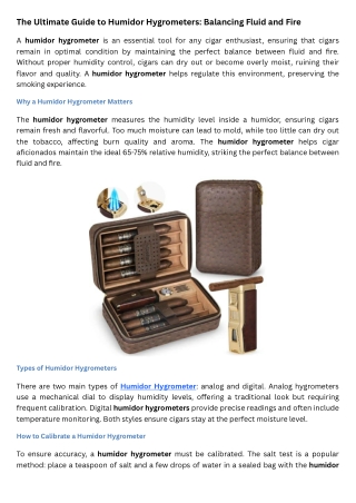 The Ultimate Guide to Humidor Hygrometers Balancing Fluid and Fire
