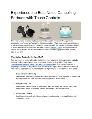 _Experience the Best Noise Cancelling Earbuds with Touch Controls
