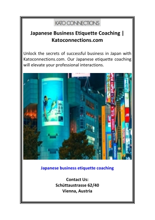 Japanese Business Etiquette Coaching  Katoconnections.com