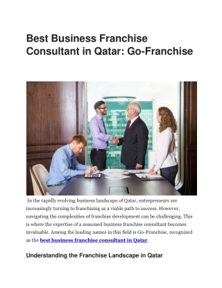 Best Business Franchise Consultant in Qatar | Go-Franchise