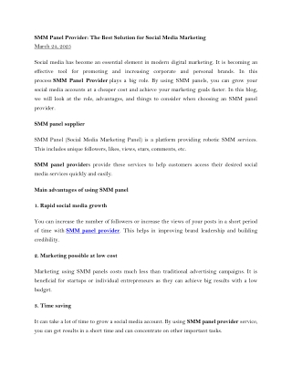 SMM Panel Provider The Best Solution for Social Media Marketing