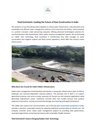 Yooil Envirotech: Leading Dam Construction in India