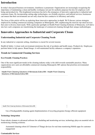 Innovative Approaches to Industrial and Corporate Cleans