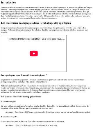 Les matériaux écologiques dans l’emballage des spiritueux