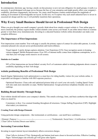 Why Every Small Business Should Invest in Professional Web Design