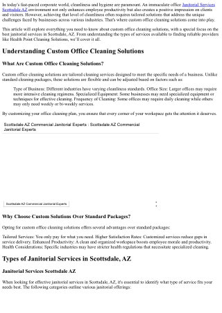 Making Sense of Custom Office Cleaning Solutions for Unique Needs