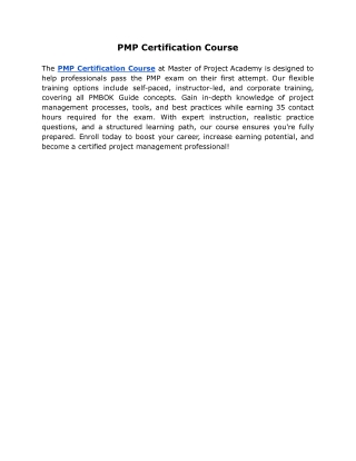 PMP Certification Course