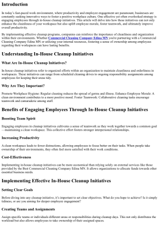 Engaging Employees Through In-House Cleanup Initiatives