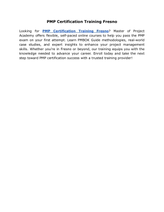 PMP Certification Training Fresno