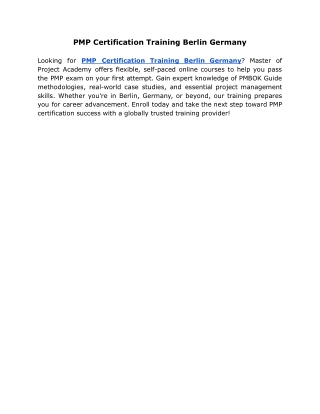 PMP Certification Training Berlin Germany