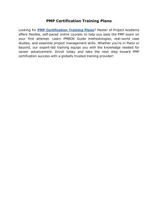 PMP Certification Training Plano