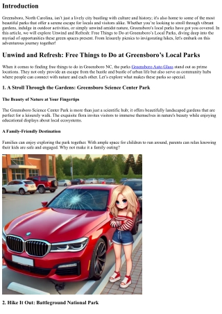 Unwind and Refresh: Free Things to Do at Greensboro’s Local Parks