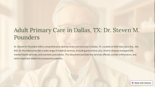 Adult Primary Care in Dallas TX Dr Steven M Pounders