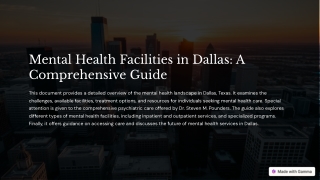 Mental Health Facilities in Dallas A Comprehensive Guide