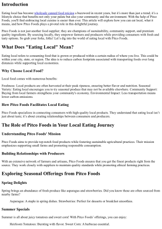 How to Eat Local with the Help of Pitco Foods.