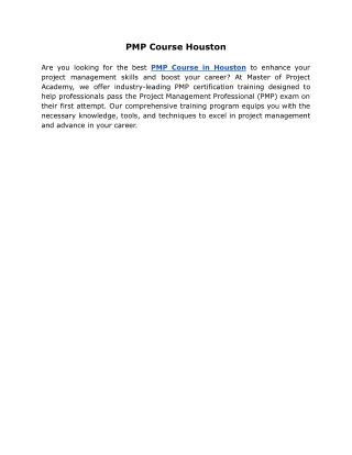 PMP Course Houston