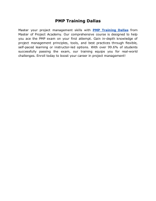 PMP Training Dallas