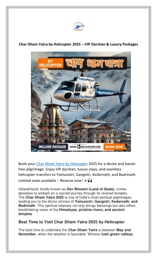 Char Dham Yatra by Helicopter 2025