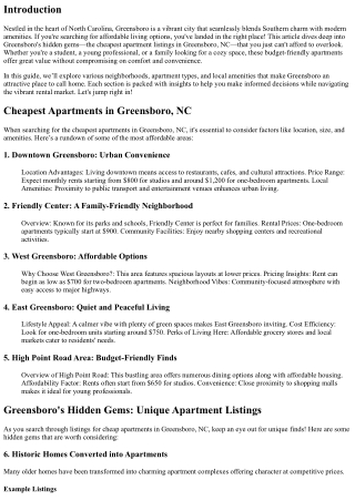 Greensboro's Hidden Gems: Cheapest Apartment Listings You Can't Miss
