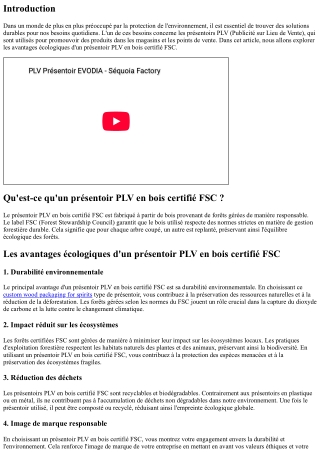 Les avantages écologiques d'un présentoir PLV en bois certifié FSC