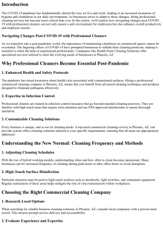 Navigating Changes Post-COVID-19 with Professional Cleaners