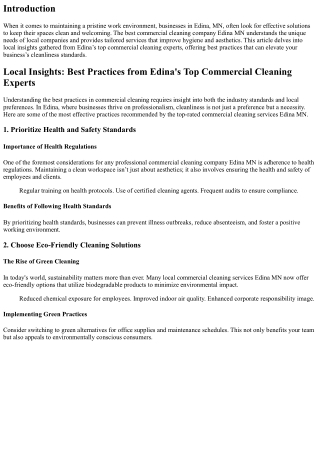 Local Insights: Best Practices from Edina's Top Commercial Cleaning Experts