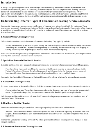 Understanding Different Types of Commercial Cleaning Services Available