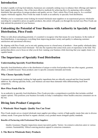 Unleashing the Potential of Your Business with Authority in Specialty Food Distr