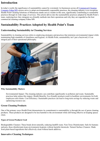 Sustainability Practices Adopted by Health Point’s Team