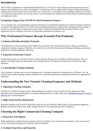 Navigating Changes Post-COVID-19 with Professional Cleaners