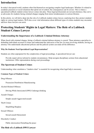 Protecting Students' Rights in Legal Matters: The Role of a Lubbock Student Crim