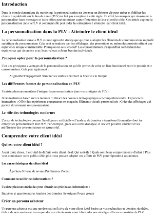 La personnalisation dans la PLV : Atteindre le client idéal