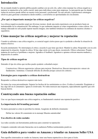 Cómo manejar las críticas negativas y mejorar tu reputación