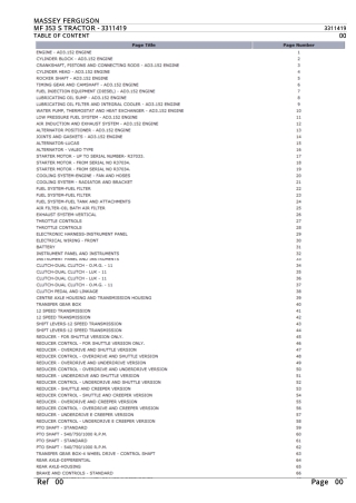 Massey Ferguson MF 353 S TRACTOR Parts Catalogue Manual Instant Download