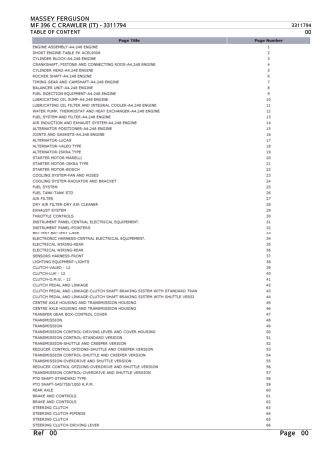 Massey Ferguson MF 396 C CRAWLER (IT) Parts Catalogue Manual Instant Download