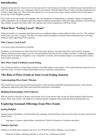 How to Eat Local with the Help of Pitco Foods.