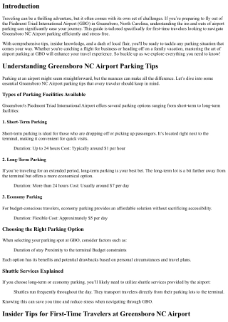 Navigating Greensboro NC Airport Parking: Insider Tips for First-Time Travelers