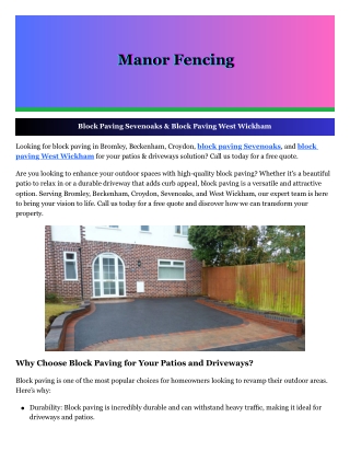 Block Paving West Wickham