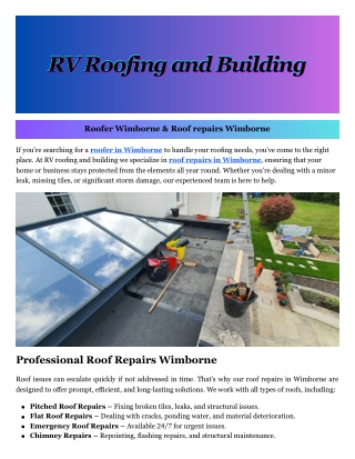 Roof repairs Wimborne