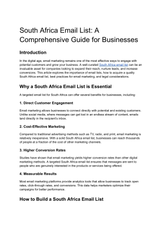 South Africa Email List: A Comprehensive Guide for Businesses