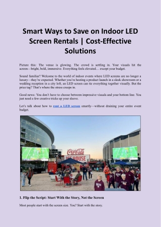 Smart Ways to Save on Indoor LED Screen Rentals Cost-Effective Solutions