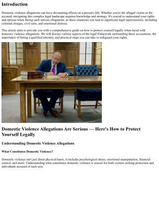 Domestic Violence Allegations Are Serious — Here's How to Protect Yourself Legal
