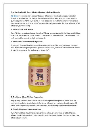 Sourcing Quality A2 Ghee: What to Check on Labels and Brands