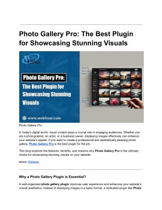 Photo Gallery Pro The Best Plugin for Showcasing Stunning Visuals