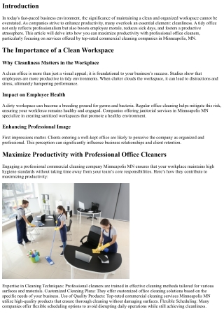 Maximize Productivity with Professional Office Cleaners
