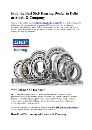 Best SKF Bearing Dealer