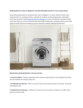 Washing Machine on Rent in Bangalore_ The Most Affordable Solution for Your Laundry Needs
